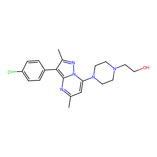 2-(4-(3-(4-chlorophenyl)-2,5-dimethylpyrazolo[1,5-a]pyrimidin-7-yl)piperazin-1-yl)ethanol structure