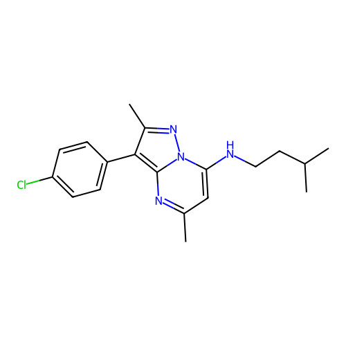 3-(4-chlorophenyl)-2,5-dimethyl-N-(3-methylbutyl)pyrazolo[1,5-a]pyrimidin-7-amine structure