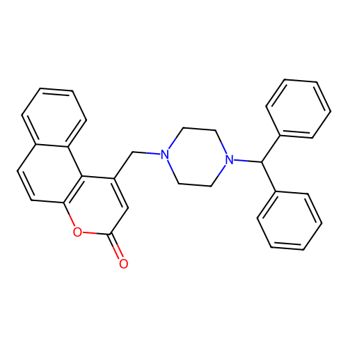 1-{[4-(Diphenylmethyl)piperazinyl]methyl}benzo[f]chromen-3-one structure