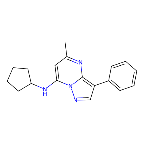 N-cyclopentyl-5-methyl-3-phenylpyrazolo[1,5-a]pyrimidin-7-amine structure