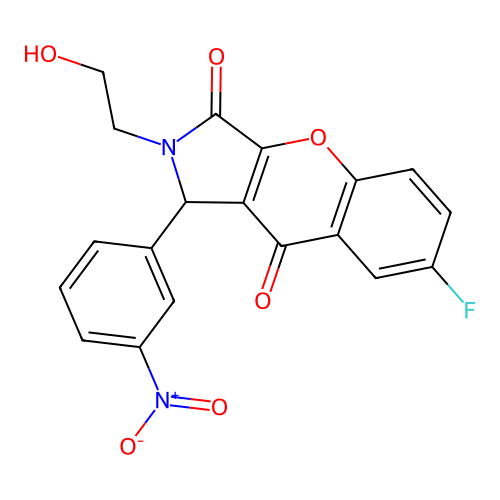 7-fluoro-2-(2-hydroxyethyl)-1-(3-nitrophenyl)-1,2-dihydrochromeno[2,3-c]pyrrole-3,9-dione structure