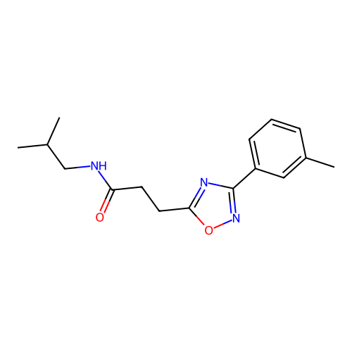 3-[3-(3-methylphenyl)-1,2,4-oxadiazol-5-yl]-N-(2-methylpropyl)propanamide structure
