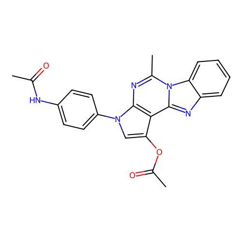 3-(4-acetamidophenyl)-5-methyl-3H-benzo[4,5]imidazo[1,2-c]pyrrolo[3,2-e]pyrimidin-1-yl acetate structure