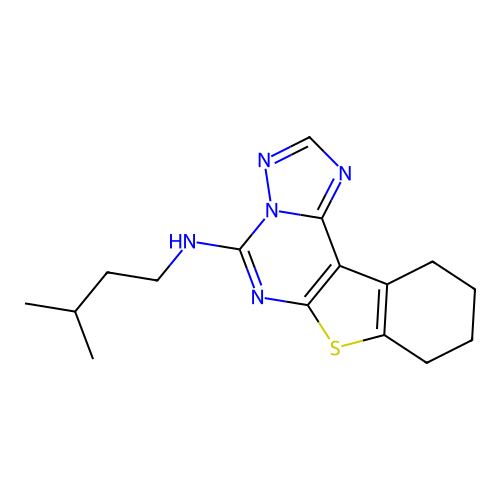 N-(3-methylbutyl)-8,9,10,11-tetrahydro[1]benzothieno[3,2-e][1,2,4]triazolo[1,5-c]pyrimidin-5-amine structure
