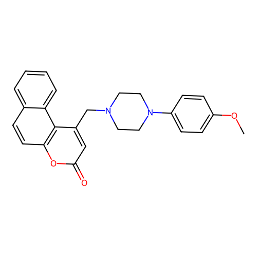 1-((4-(4-methoxyphenyl)piperazin-1-yl)methyl)-3H-benzo[f]chromen-3-one structure