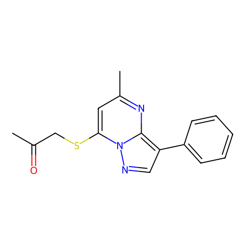 1-({5-Methyl-3-phenylpyrazolo[1,5-a]pyrimidin-7-yl}sulfanyl)propan-2-one structure