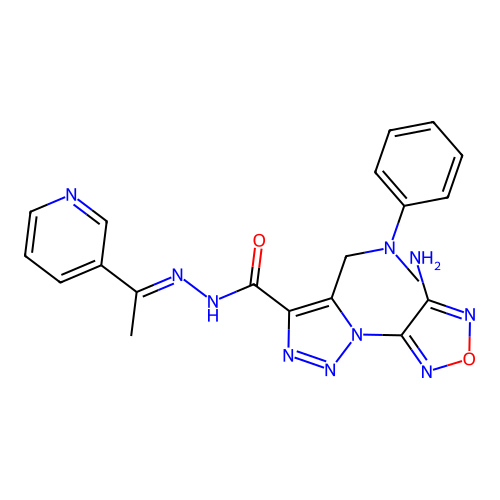 (E)-1-(4-amino-1,2,5-oxadiazol-3-yl)-5-((methyl(phenyl)amino)methyl)-N'-(1-(pyridin-3-yl)ethylidene)-1H-1,2,3-triazole-4-carbohydrazide structure