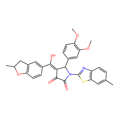 (4E)-5-(3,4-dimethoxyphenyl)-4-[hydroxy(2-methyl-2,3-dihydro-1-benzofuran-5-yl)methylidene]-1-(6-methyl-1,3-benzothiazol-2-yl)pyrrolidine-2,3-dione structure