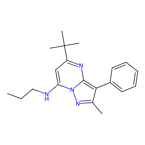 5-tert-butyl-2-methyl-3-phenyl-N-propylpyrazolo[1,5-a]pyrimidin-7-amine structure