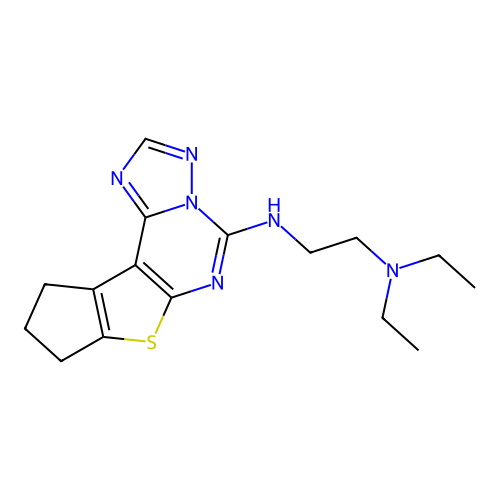 N'-(9,10-dihydro-8H-cyclopenta[4,5]thieno[3,2-e][1,2,4]triazolo[1,5-c]pyrimidin-5-yl)-N,N-diethylethane-1,2-diamine structure