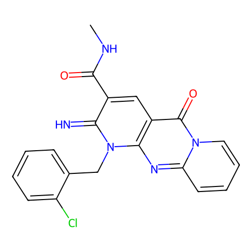 1-(2-chlorobenzyl)-2-imino-N-methyl-5-oxo-1,5-dihydro-2H-dipyrido[1,2-a:2',3'-d]pyrimidine-3-carboxamide structure