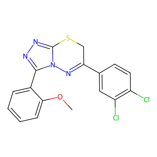 6-(3,4-dichlorophenyl)-3-(2-methoxyphenyl)-7H-[1,2,4]triazolo[3,4-b][1,3,4]thiadiazine structure
