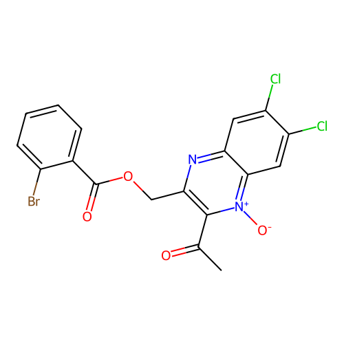 (3-Acetyl-6,7-dichloro-4-oxidoquinoxalin-4-ium-2-yl)methyl 2-bromobenzoate structure