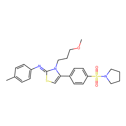 N-[(2Z)-3-(3-methoxypropyl)-4-[4-(pyrrolidin-1-ylsulfonyl)phenyl]-1,3-thiazol-2(3H)-ylidene]-4-methylaniline structure