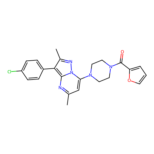 (4-(3-(4-chlorophenyl)-2,5-dimethylpyrazolo[1,5-a]pyrimidin-7-yl)piperazin-1-yl)(furan-2-yl)methanone structure