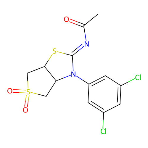(Z)-N-(3-(3,5-dichlorophenyl)-5,5-dioxidotetrahydrothieno[3,4-d]thiazol-2(3H)-ylidene)acetamide structure