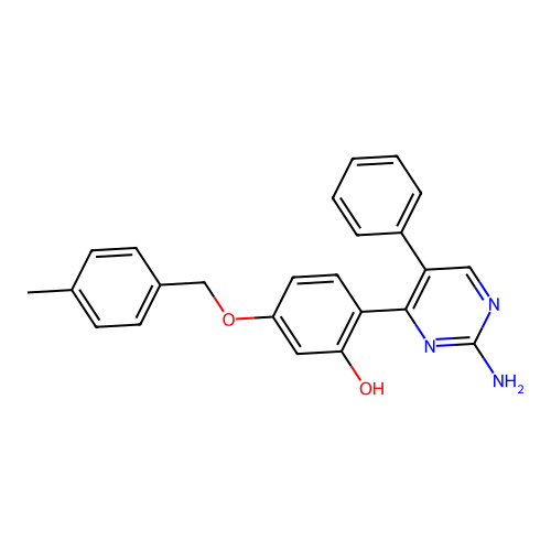 2-(2-Amino-5-phenylpyrimidin-4-yl)-5-[(4-methylphenyl)methoxy]phenol structure