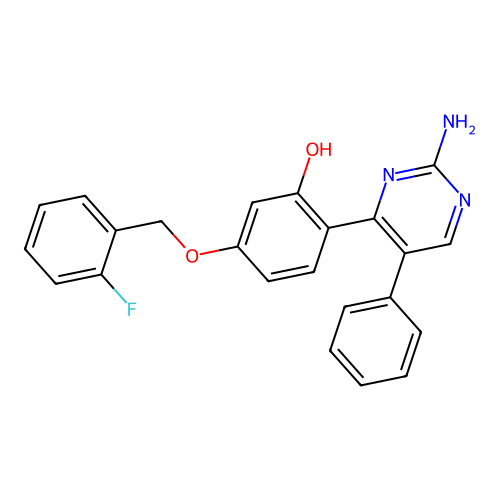 2-(2-Amino-5-phenylpyrimidin-4-yl)-5-[(2-fluorophenyl)methoxy]phenol structure