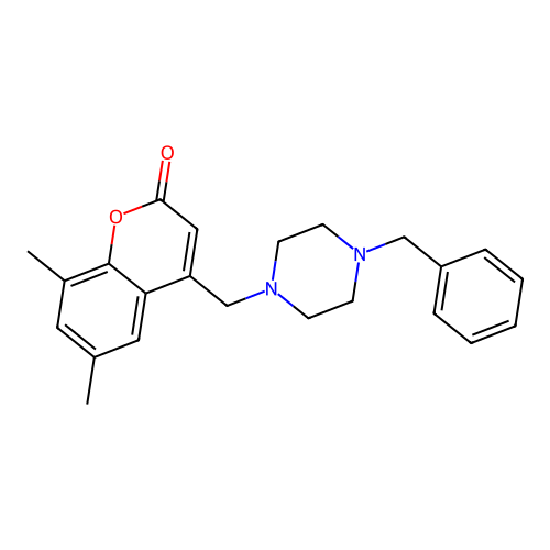 4-[(4-benzylpiperazin-1-yl)methyl]-6,8-dimethyl-2H-chromen-2-one structure