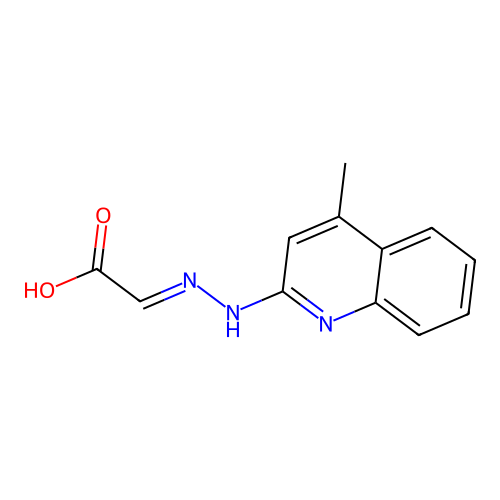 (2E)-[2-(4-methylquinolin-2-yl)hydrazinylidene]ethanoic acid structure