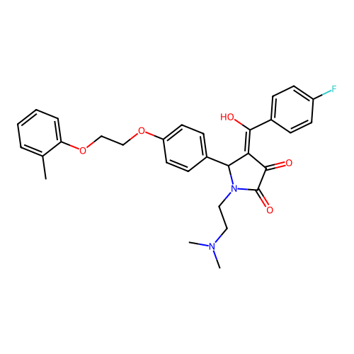 (4E)-1-(2-dimethylaminoethyl)-4-[(4-fluorophenyl)-hydroxymethylidene]-5-[4-[2-(2-methylphenoxy)ethoxy]phenyl]pyrrolidine-2,3-dione structure