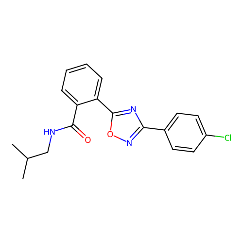 2-[3-(4-chlorophenyl)-1,2,4-oxadiazol-5-yl]-N-(2-methylpropyl)benzamide structure