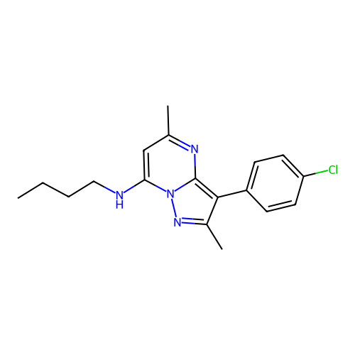 N-butyl-3-(4-chlorophenyl)-2,5-dimethylpyrazolo[1,5-a]pyrimidin-7-amine structure