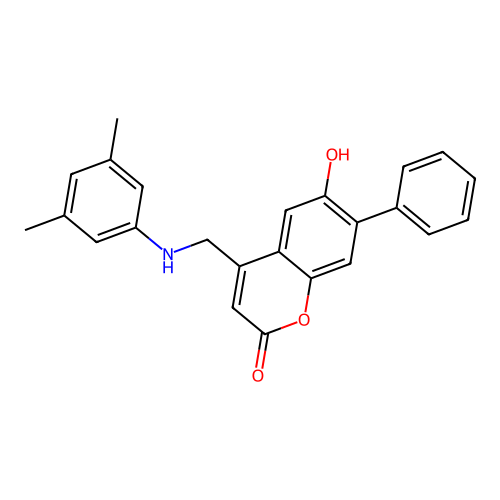 4-[(3,5-dimethylanilino)methyl]-6-hydroxy-7-phenyl-2H-chromen-2-one structure