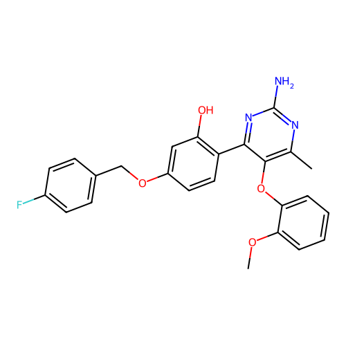 2-[2-AMINO-5-(2-METHOXYPHENOXY)-6-METHYLPYRIMIDIN-4-YL]-5-[(4-FLUOROPHENYL)METHOXY]PHENOL structure