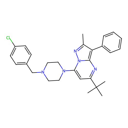 5-tert-butyl-7-[4-(4-chlorobenzyl)piperazin-1-yl]-2-methyl-3-phenylpyrazolo[1,5-a]pyrimidine structure