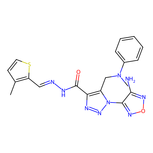 (E)-1-(4-amino-1,2,5-oxadiazol-3-yl)-5-((methyl(phenyl)amino)methyl)-N'-((3-methylthiophen-2-yl)methylene)-1H-1,2,3-triazole-4-carbohydrazide structure