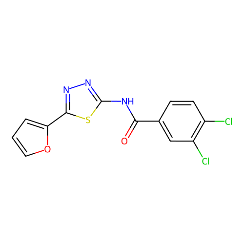 3,4-dichloro-N-(5-(furan-2-yl)-1,3,4-thiadiazol-2-yl)benzamide structure