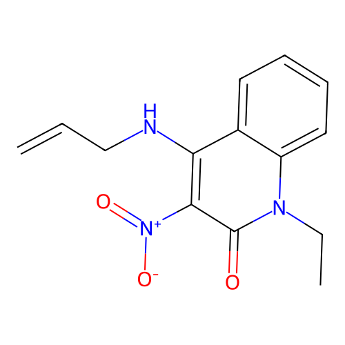 1-ethyl-3-nitro-4-(prop-2-en-1-ylamino)quinolin-2(1H)-one structure