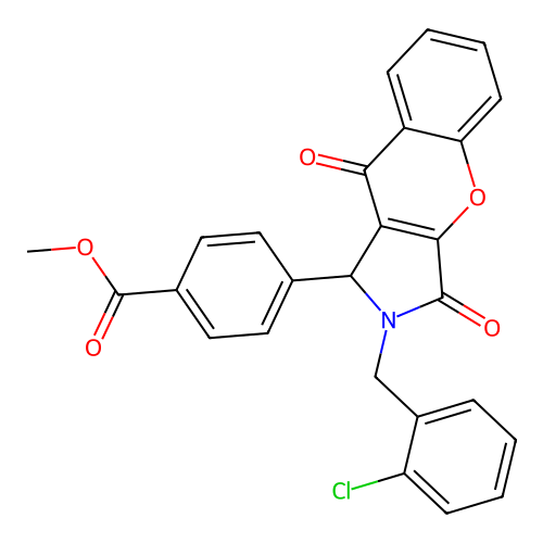 methyl 4-[2-(2-chlorobenzyl)-3,9-dioxo-1,2,3,9-tetrahydrochromeno[2,3-c]pyrrol-1-yl]benzoate structure