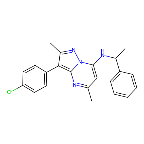 3-(4-chlorophenyl)-2,5-dimethyl-N-(1-phenylethyl)pyrazolo[1,5-a]pyrimidin-7-amine structure