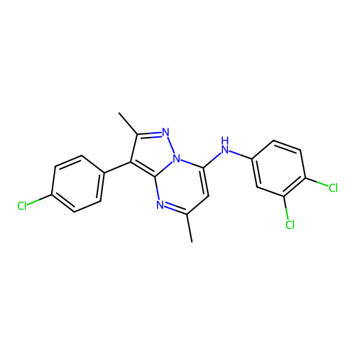 3-(4-chlorophenyl)-N-(3,4-dichlorophenyl)-2,5-dimethylpyrazolo[1,5-a]pyrimidin-7-amine structure