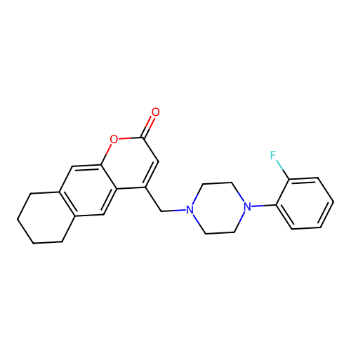 4-((4-(2-fluorophenyl)piperazin-1-yl)methyl)-6,7,8,9-tetrahydro-2H-benzo[g]chromen-2-one structure