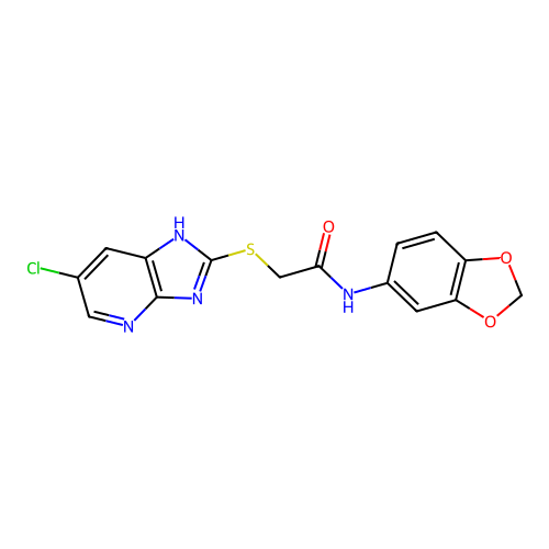 N-(1,3-benzodioxol-5-yl)-2-[(6-chloro-1H-imidazo[4,5-b]pyridin-2-yl)sulfanyl]acetamide structure