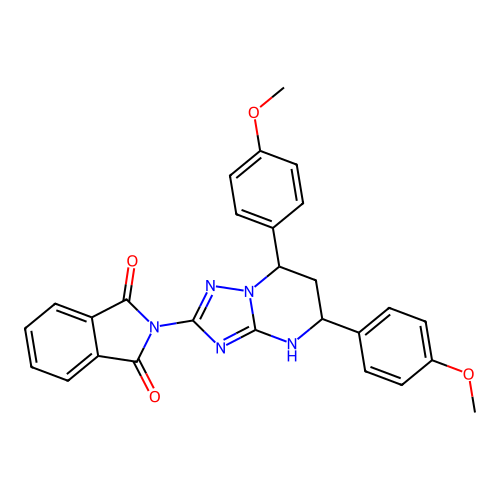 2-(5,7-bis(4-methoxyphenyl)-4,5,6,7-tetrahydro-[1,2,4]triazolo[1,5-a]pyrimidin-2-yl)isoindoline-1,3-dione structure
