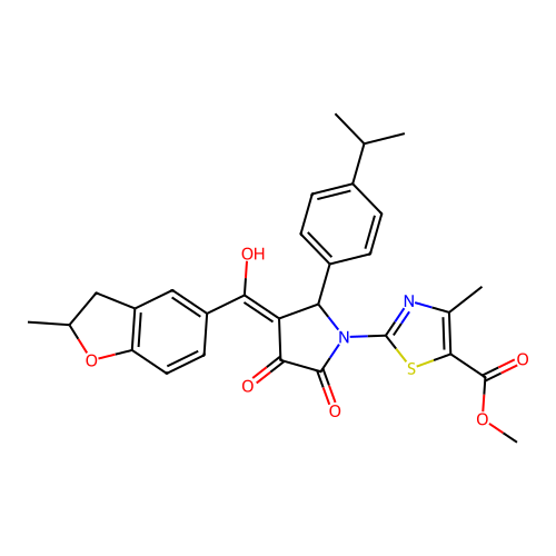 methyl 2-(3-hydroxy-5-(4-isopropylphenyl)-4-(2-methyl-2,3-dihydrobenzofuran-5-carbonyl)-2-oxo-2,5-dihydro-1H-pyrrol-1-yl)-4-methylthiazole-5-carboxylate structure