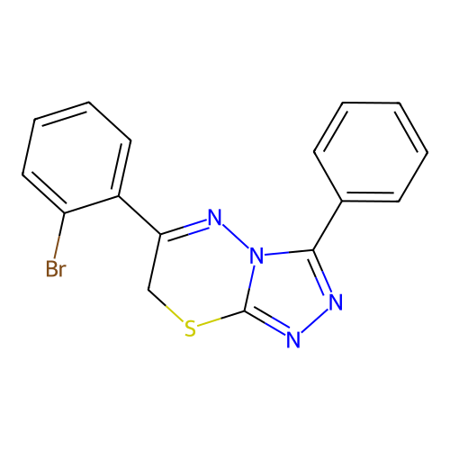 6-(2-bromophenyl)-3-phenyl-7H-[1,2,4]triazolo[3,4-b][1,3,4]thiadiazine structure