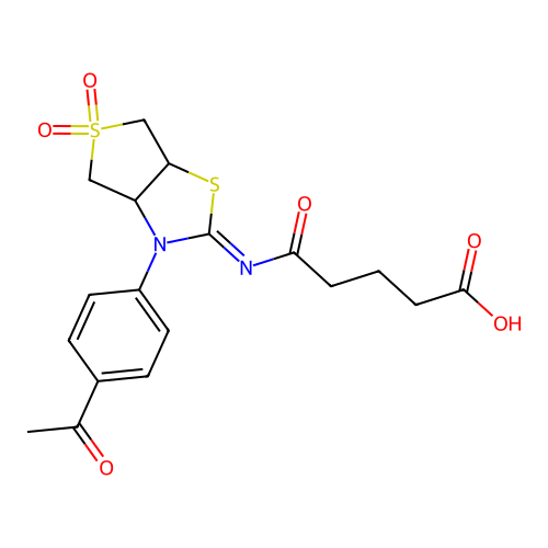 (Z)-5-((3-(4-acetylphenyl)-5,5-dioxidotetrahydrothieno[3,4-d]thiazol-2(3H)-ylidene)amino)-5-oxopentanoic acid structure