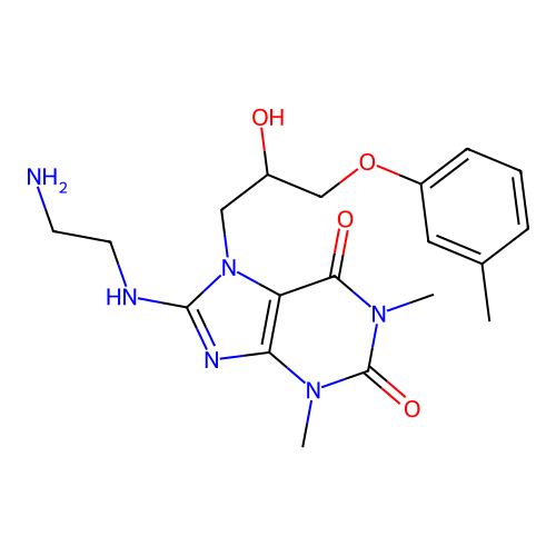 8-(2-aminoethylamino)-7-[2-hydroxy-3-(3-methylphenoxy)propyl]-1,3-dimethylpurine-2,6-dione structure
