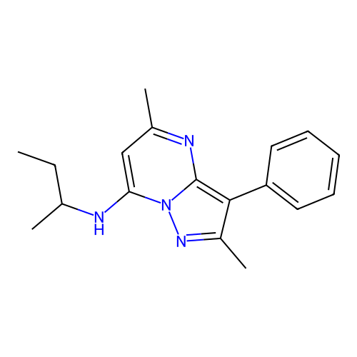N-(butan-2-yl)-2,5-dimethyl-3-phenylpyrazolo[1,5-a]pyrimidin-7-amine structure