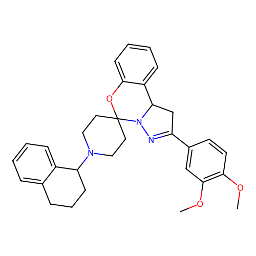 2'-(3,4-dimethoxyphenyl)-1-(1,2,3,4-tetrahydronaphthalen-1-yl)-1',10b'-dihydrospiro[piperidine-4,5'-pyrazolo[1,5-c][1,3]benzoxazine] structure