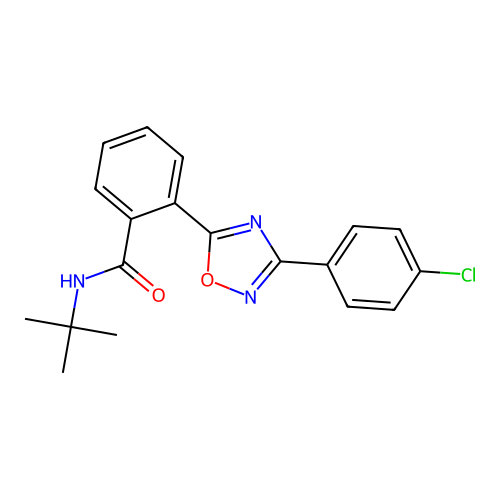 N-tert-butyl-2-[3-(4-chlorophenyl)-1,2,4-oxadiazol-5-yl]benzamide structure
