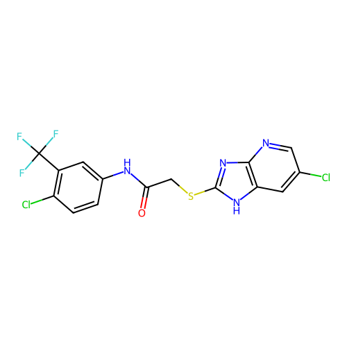2-[(6-chloro-1H-imidazo[4,5-b]pyridin-2-yl)sulfanyl]-N-[4-chloro-3-(trifluoromethyl)phenyl]acetamide structure