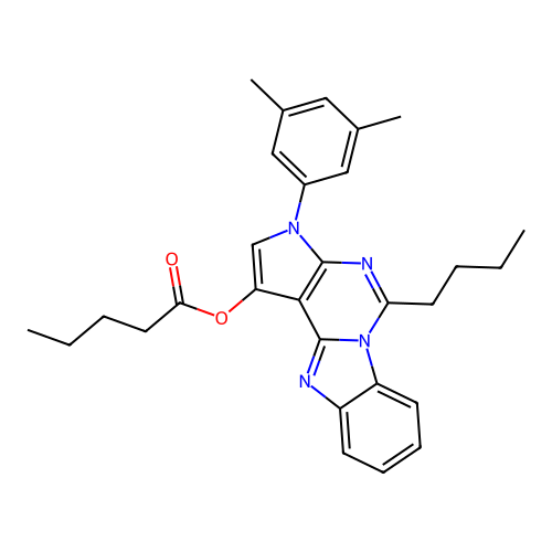 5-butyl-3-(3,5-dimethylphenyl)-3H-benzo[4,5]imidazo[1,2-c]pyrrolo[3,2-e]pyrimidin-1-yl pentanoate structure
