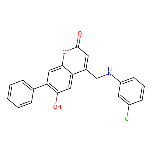 4-[(3-chloroanilino)methyl]-6-hydroxy-7-phenyl-2H-chromen-2-one structure