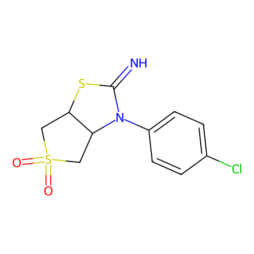 3-(4-chlorophenyl)tetrahydrothieno[3,4-d][1,3]thiazol-2(3H)-imine 5,5-dioxide structure